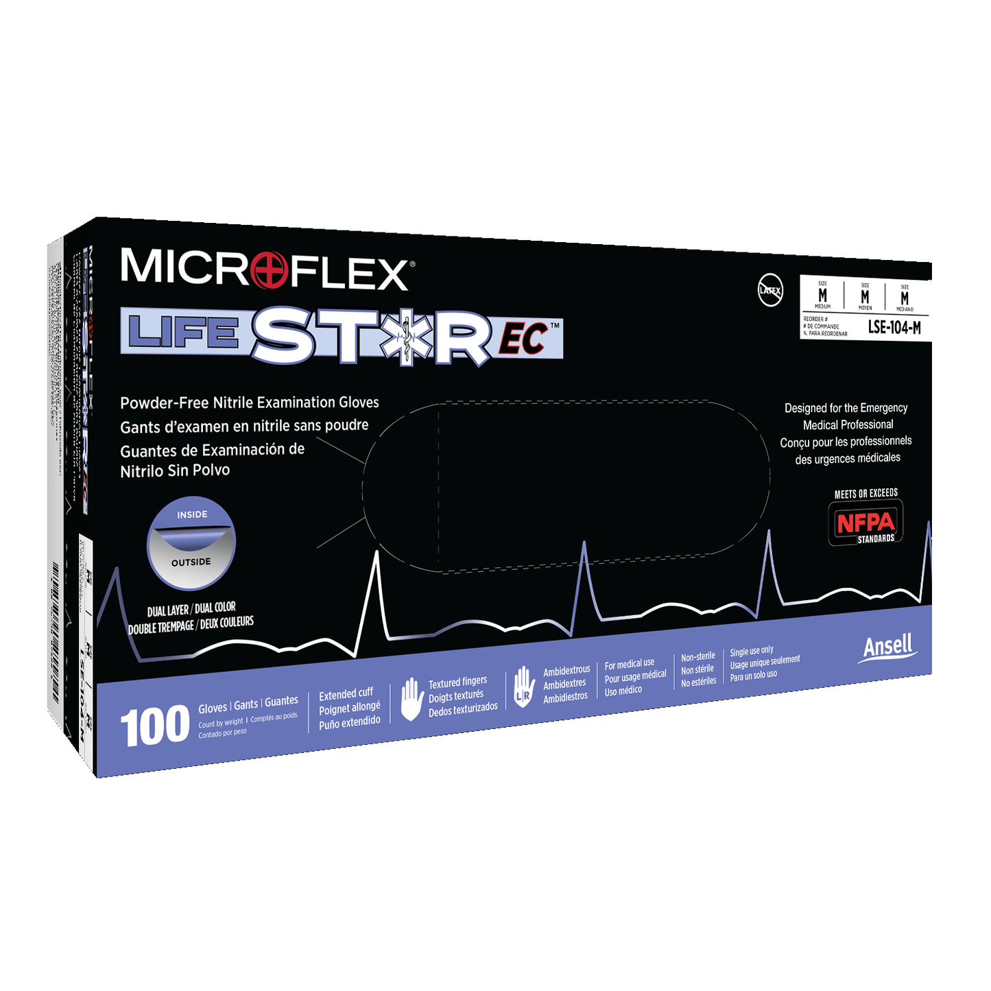 Ansell MICROFLEX® LIFESTAR EC™ LSE-104 Nitrile EMS Gloves