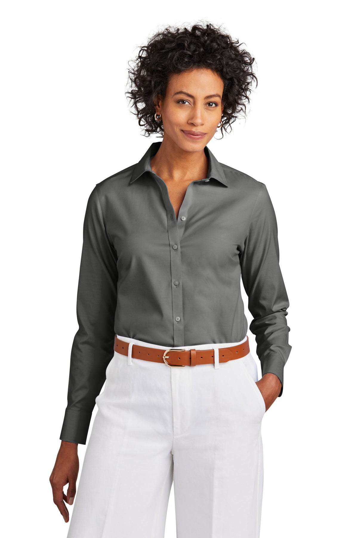 Brooks Brothers- Brooks Brothers® Women's Wrinkle-Free Stretch Pinpoint Shirt BB18001-Medtech- 2