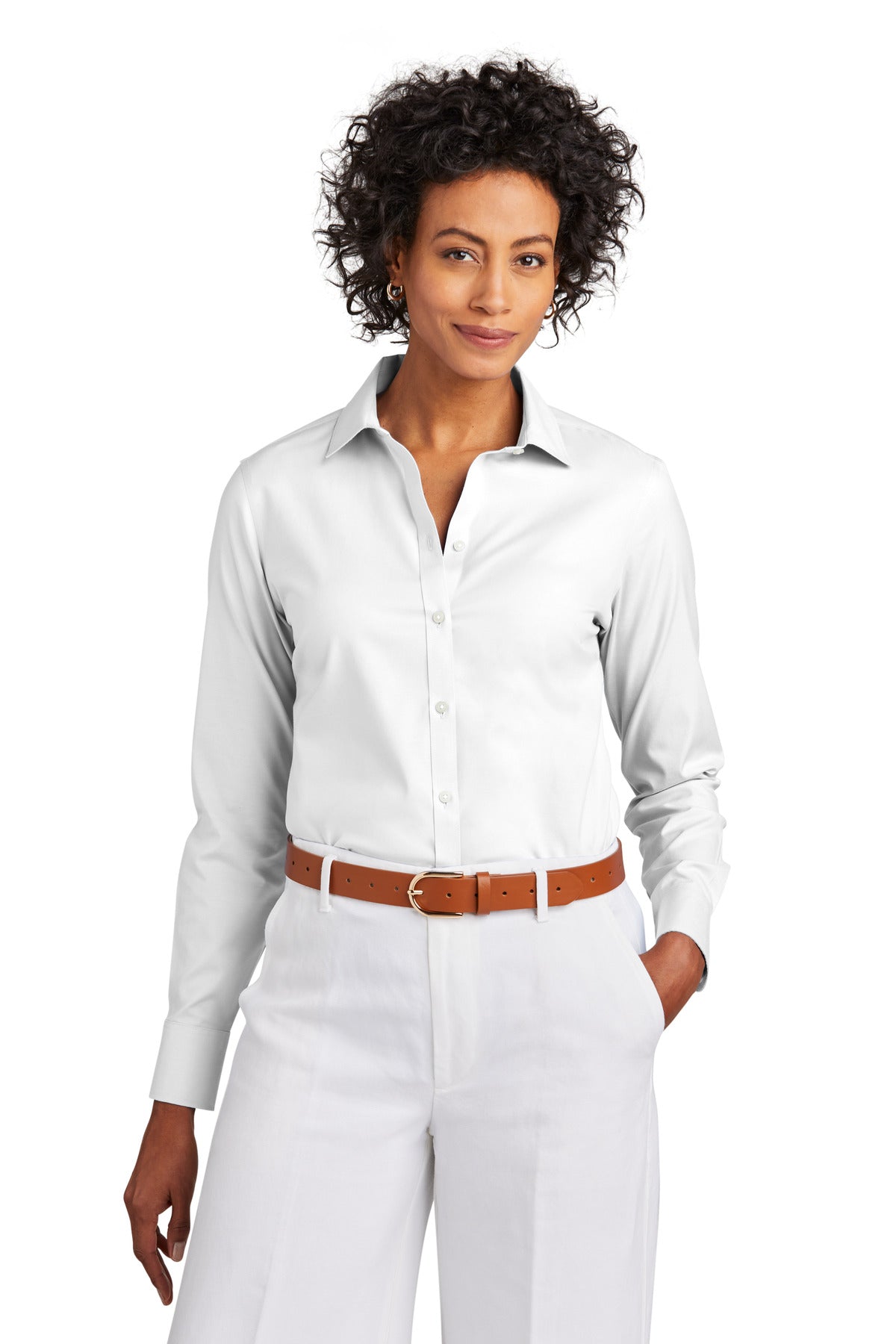 Brooks Brothers- Brooks Brothers® Women's Wrinkle-Free Stretch Pinpoint Shirt BB18001-Medtech- 4