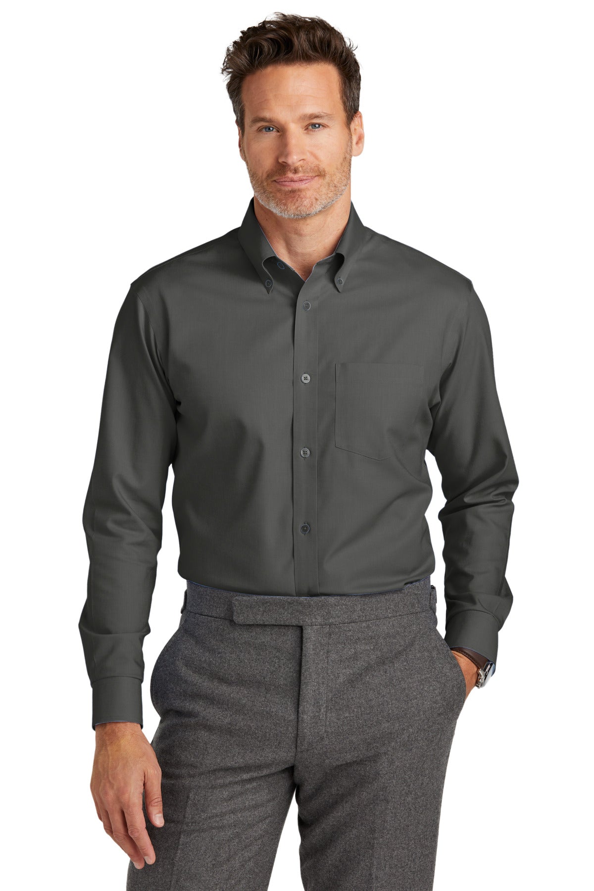 Brooks Brothers- Brooks Brothers® Wrinkle-Free Stretch Nailhead Shirt BB18002-Medtech- 3