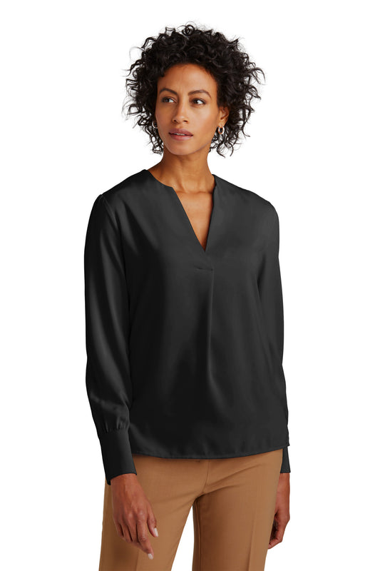 Brooks Brothers- Brooks Brothers® Women's Open-Neck Satin Blouse BB18009-Medtech- 1