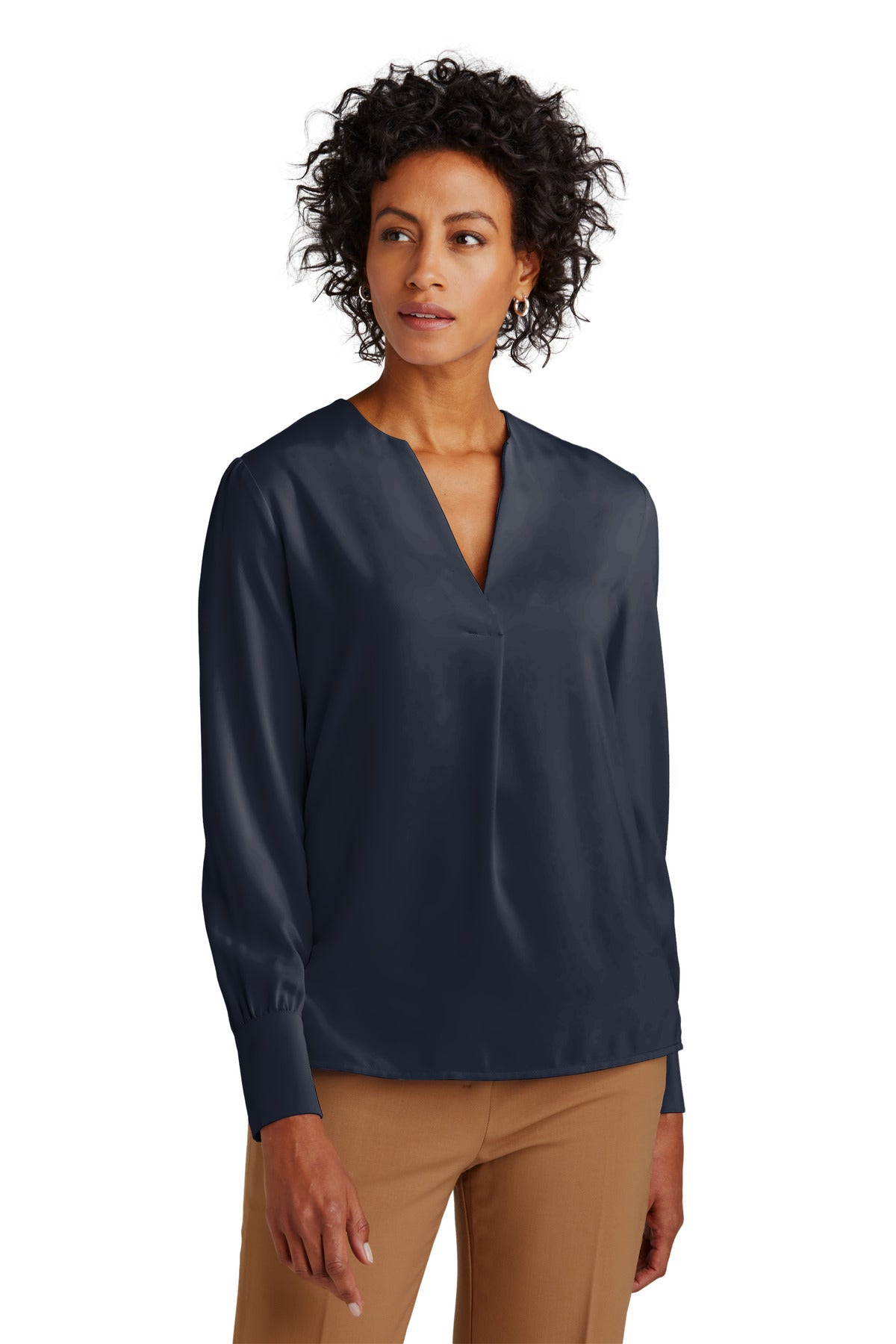 Brooks Brothers- Brooks Brothers® Women's Open-Neck Satin Blouse BB18009-Medtech- 3