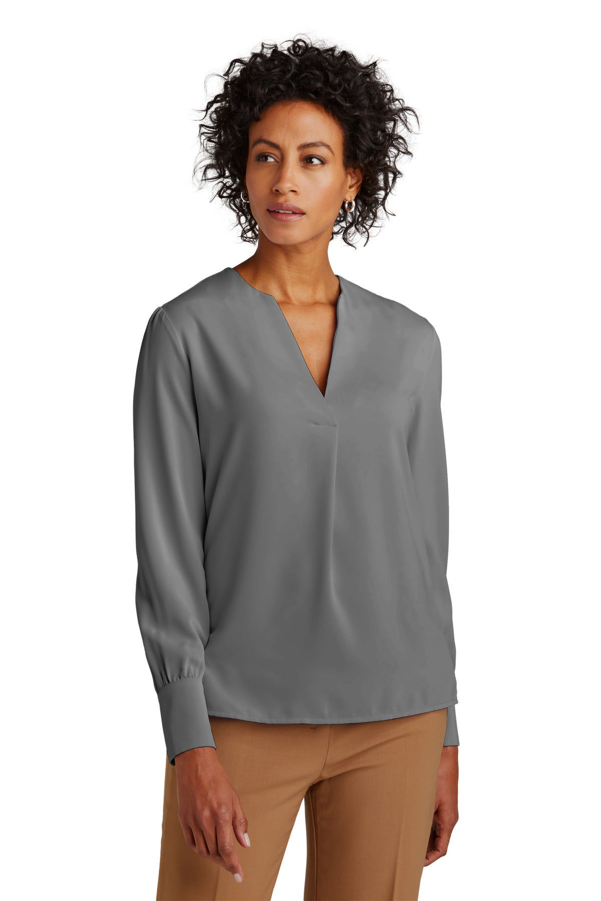 Brooks Brothers- Brooks Brothers® Women's Open-Neck Satin Blouse BB18009-Medtech- 4