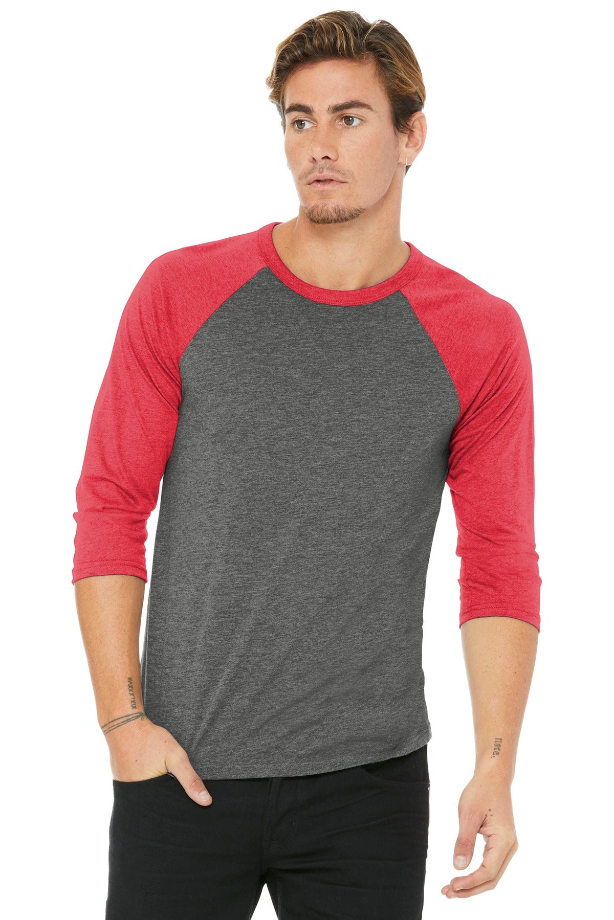 Bella + Canvas- BELLA+CANVAS ® Unisex 3/4-Sleeve Baseball Tee. BC3200-Medtech- 12