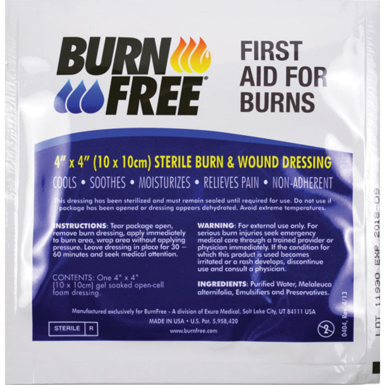  Safeguard Medical-BurnFree Burn Dressing - 10cm x 10cm / 4” x 4”-MedTech-1