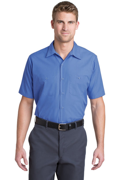 Red Kap- Red Kap® Long Size, Short Sleeve Striped Industrial Work Shirt. CS20LONG-Medtech- 3