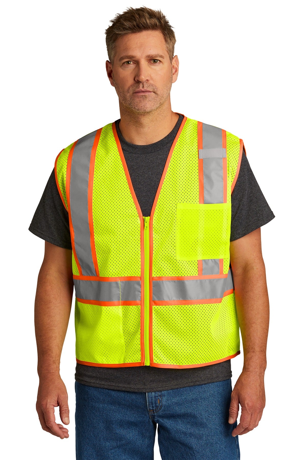 CornerStone- CornerStone ® ANSI 107 Class 2 Mesh Zippered Two-Tone Vest. CSV103-Medtech- 1