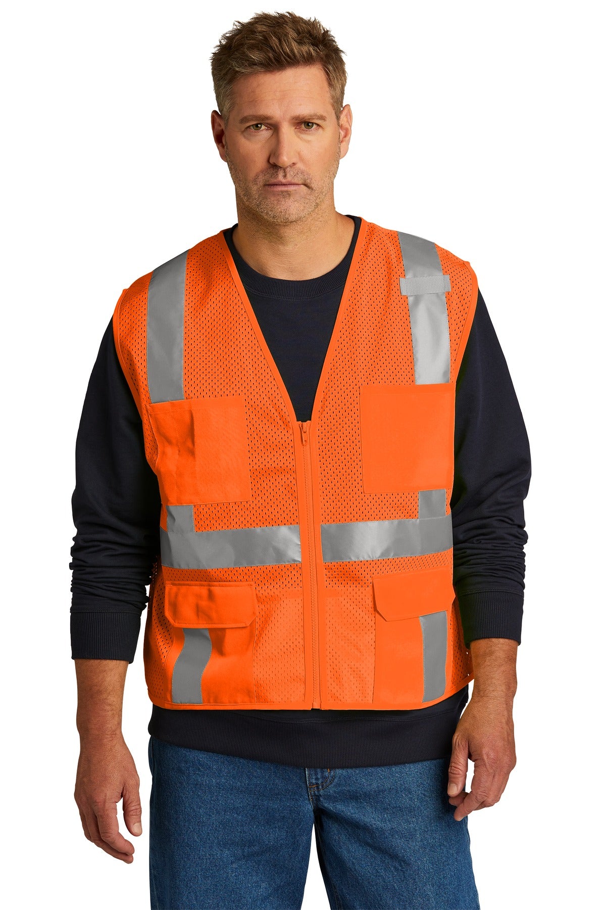 CornerStone- CornerStone ® ANSI 107 Class 2 Mesh Six-Pocket Zippered Vest. CSV104-Medtech- 1