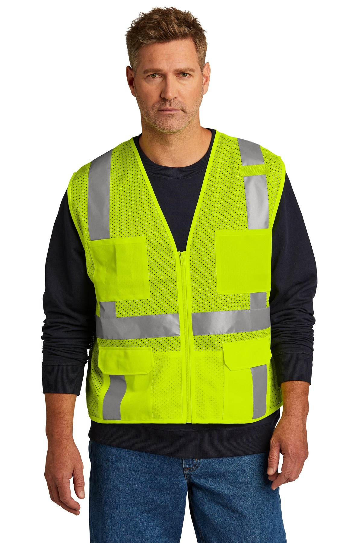 CornerStone- CornerStone ® ANSI 107 Class 2 Mesh Six-Pocket Zippered Vest. CSV104-Medtech- 2