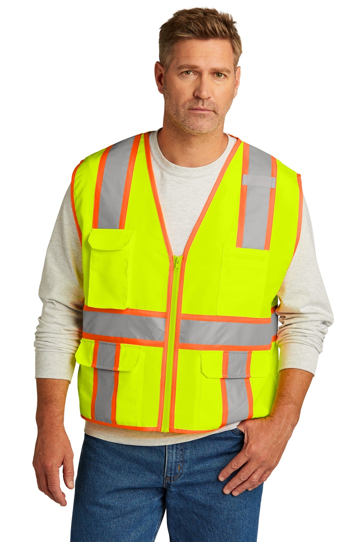 CornerStone- CornerStone ® ANSI 107 Class 2 Surveyor Zippered Two-Tone Vest. CSV105-Medtech- 2