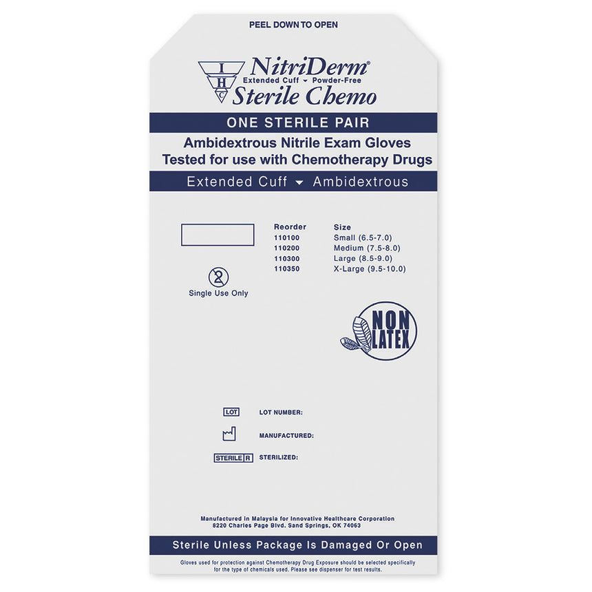 Chemo Sterile Powder-Free Nitrile Gloves - Medium