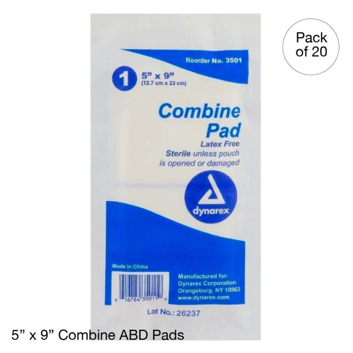 Combine ABD Pads, Sterile 5x9 Case of 400