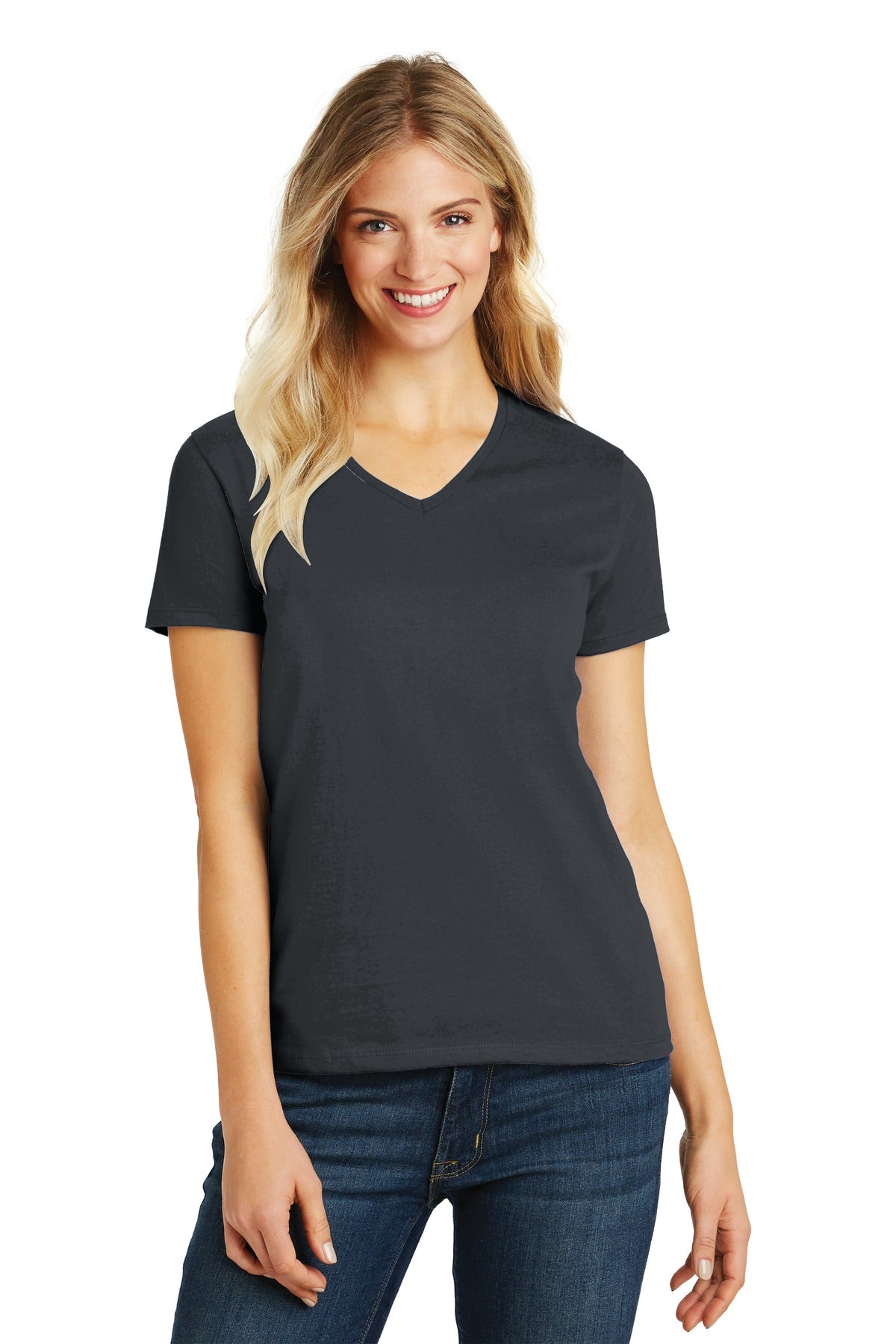 District- District® Women's Perfect Blend® CVC V-Neck Tee. DM1190L-Medtech- 3