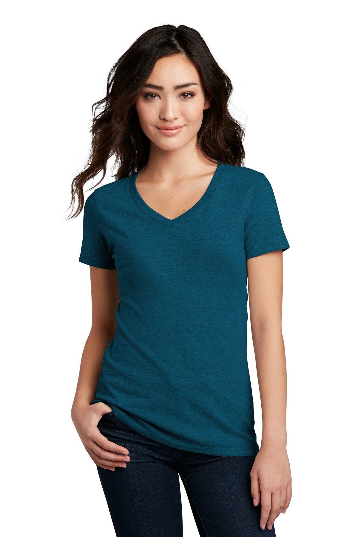 District- District® Women's Perfect Blend® CVC V-Neck Tee. DM1190L-Medtech- 5