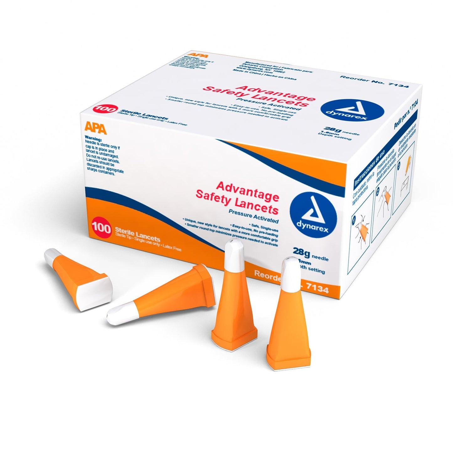  Dynarex-Dynarex® Advantage Pressure Activated Safety Lancets, 1.8mm BX/100-MedTech-1