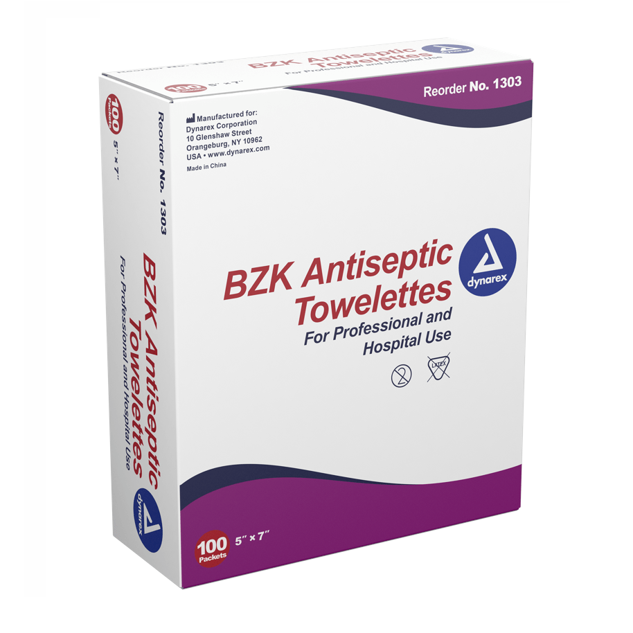 Dynarex® BZK Antiseptic Towelettes BX/100