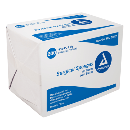  Dynarex-Dynarex® Gauze Surgical Sponge, 4" x 4", 8 ply, Non-Sterile BX/200-MedTech-1