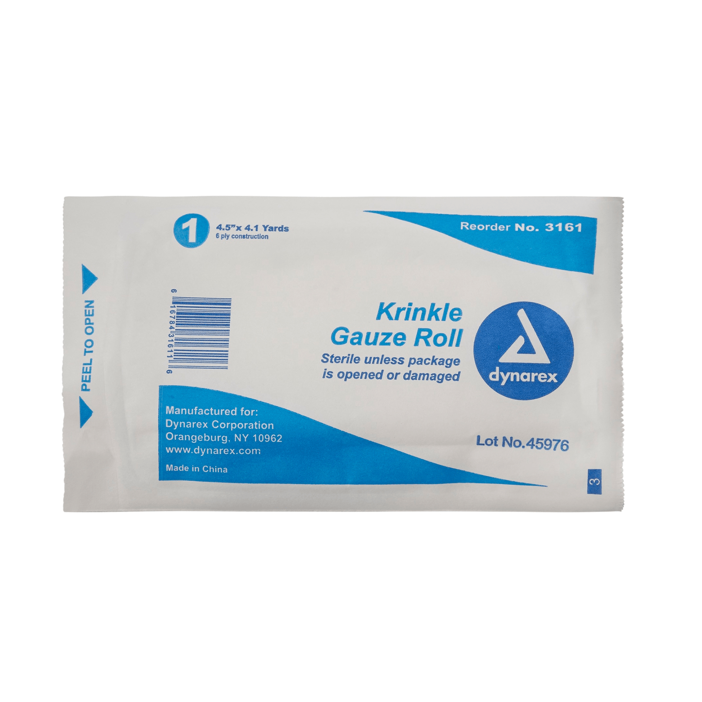 Dynarex® Krinkle Gauze Roll, Sterile, 4 1/2", 6-ply