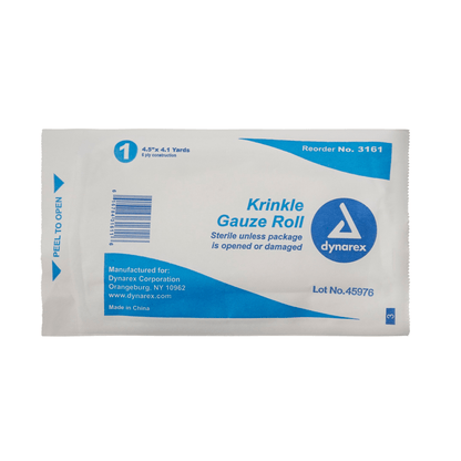 Dynarex® Krinkle Gauze Roll, Sterile, 4 1/2", 6-ply