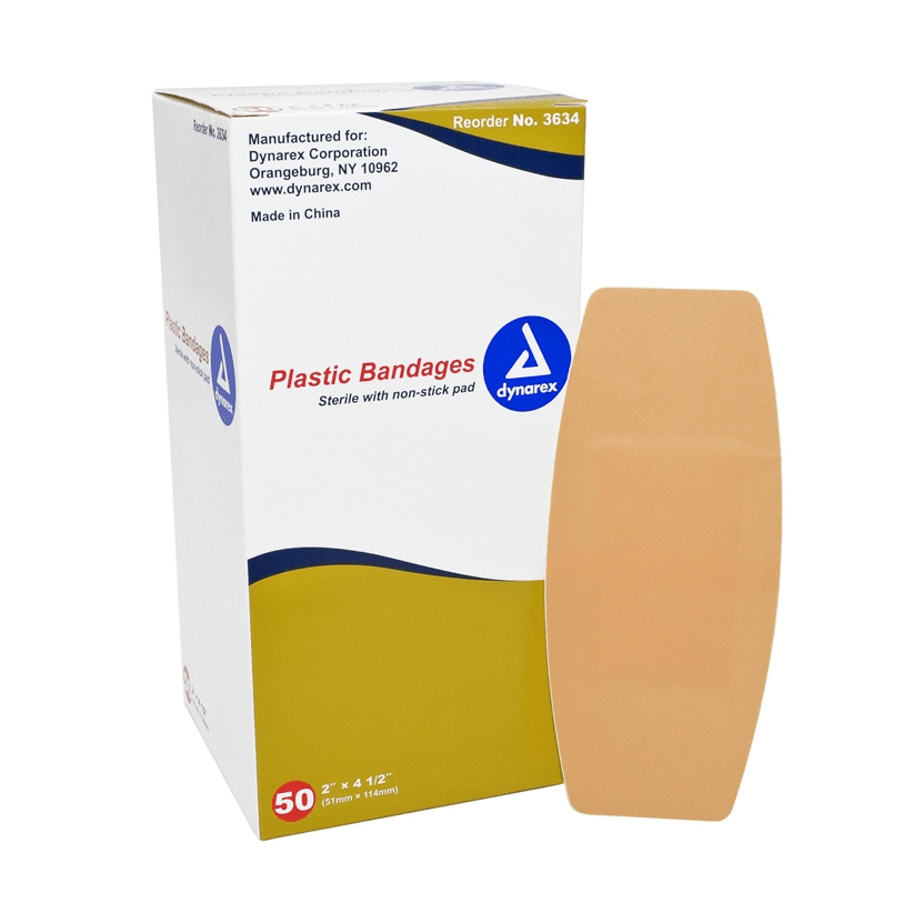 Dynarex® Sheer Adhesive Bandages, 2" x 4 1/2" BX/50