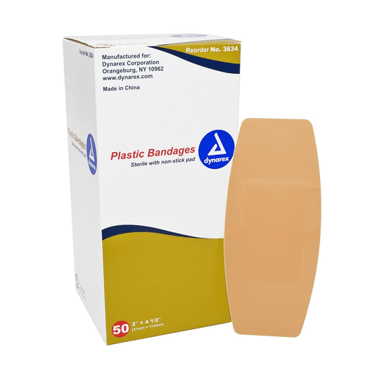 Dynarex® Sheer Adhesive Bandages, 2" x 4 1/2" BX/50