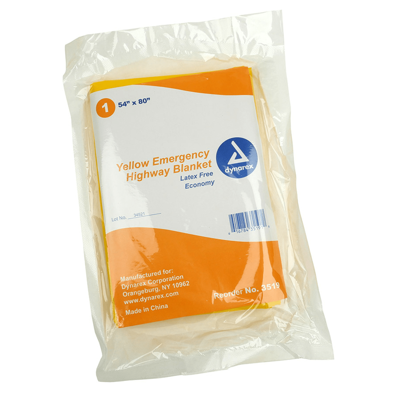 Dynarex® Yellow Emergency Highway Blanket, 54" x 80"