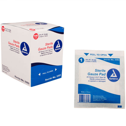 Gauze Sponge Sterile 1's, 3x3, 12ply