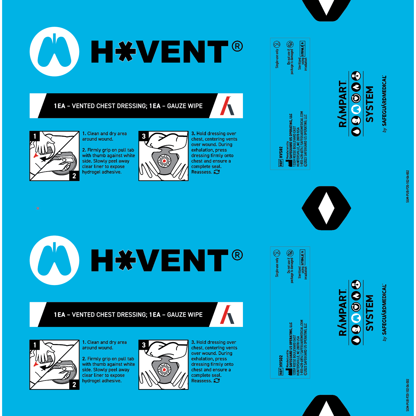 H*VENT Vented Chest Seal, Twin Pack case of 25