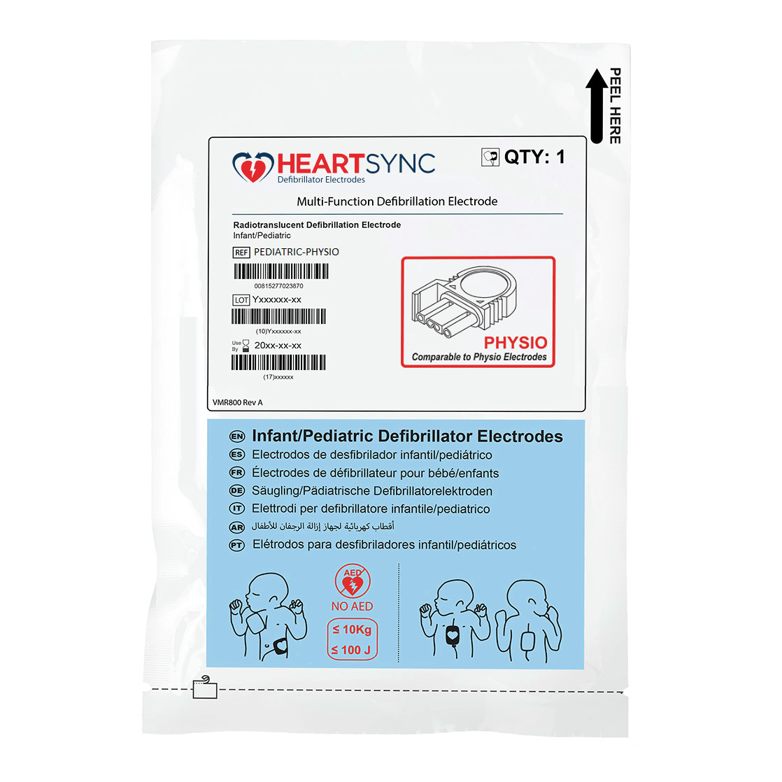 Heart Sync® LIFEPAK® Multi-Function Defibrillator Pads, Leads In, Pediatric 1 Pair