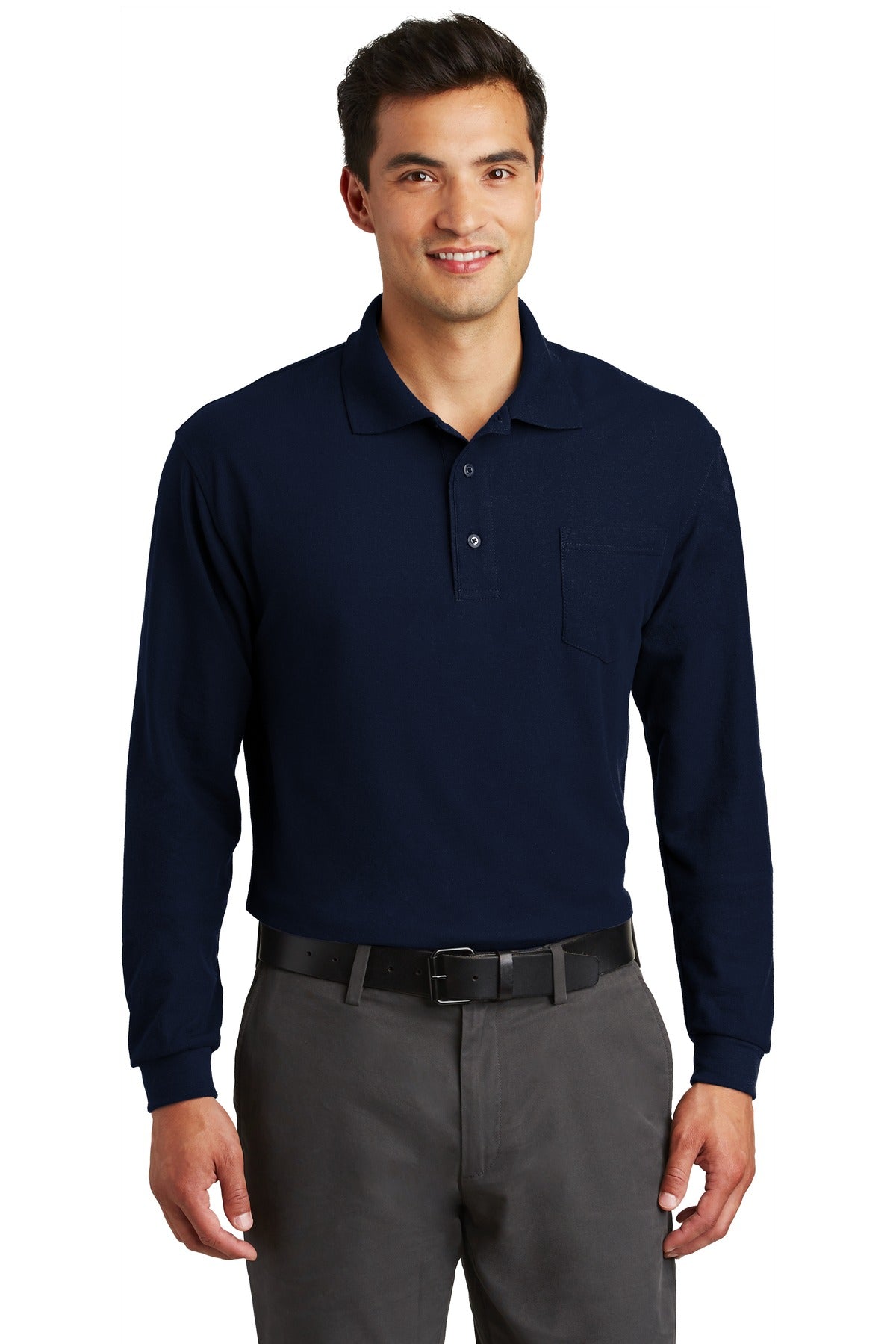 Port Authority- Port Authority® Long Sleeve Silk Touch™ Polo with Pocket. K500LSP-Medtech- 2