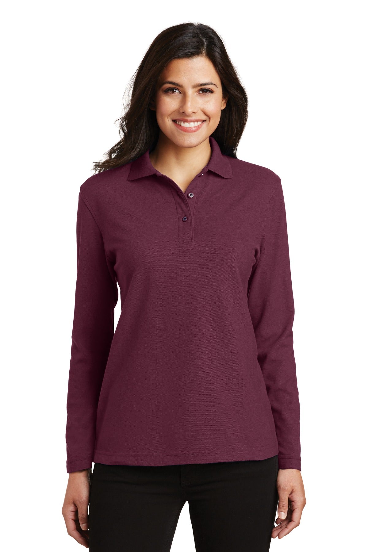 Port Authority- Port Authority® Women's Silk Touch™ Long Sleeve Polo. L500LS-Medtech- 2