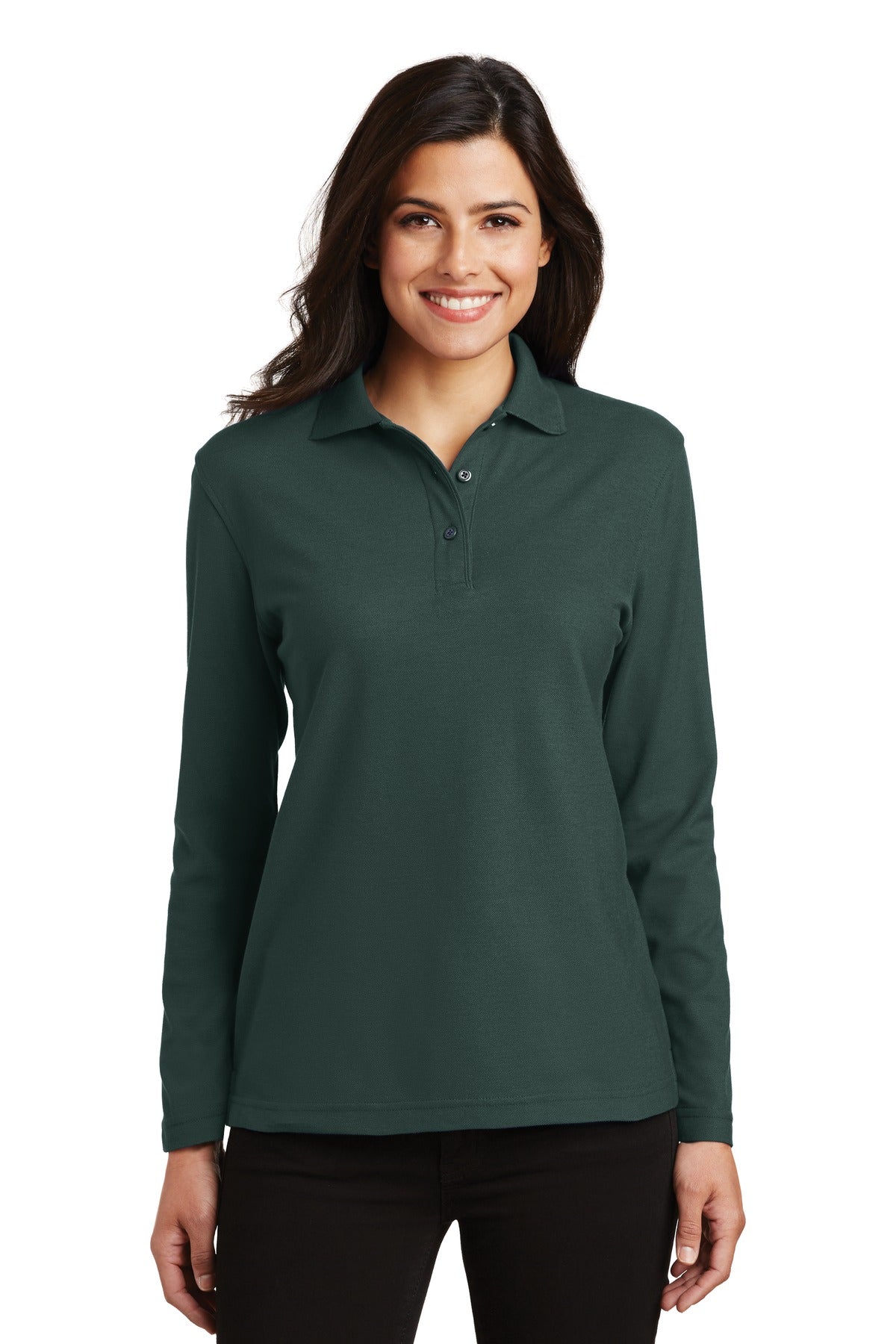 Port Authority- Port Authority® Women's Silk Touch™ Long Sleeve Polo. L500LS-Medtech- 3