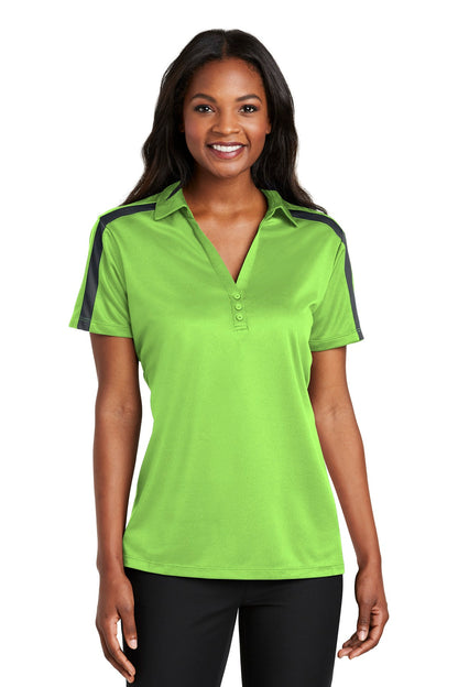 Port Authority- Port Authority® Women's Silk Touch™ Performance Colorblock Stripe Polo. L547-Medtech- 3