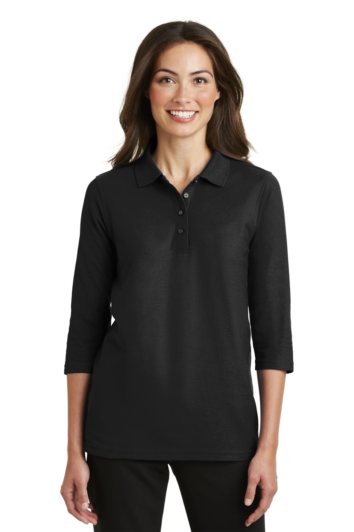 Port Authority- Port Authority® Women's Silk Touch™ 3/4-Sleeve Polo. L562-Medtech- 1