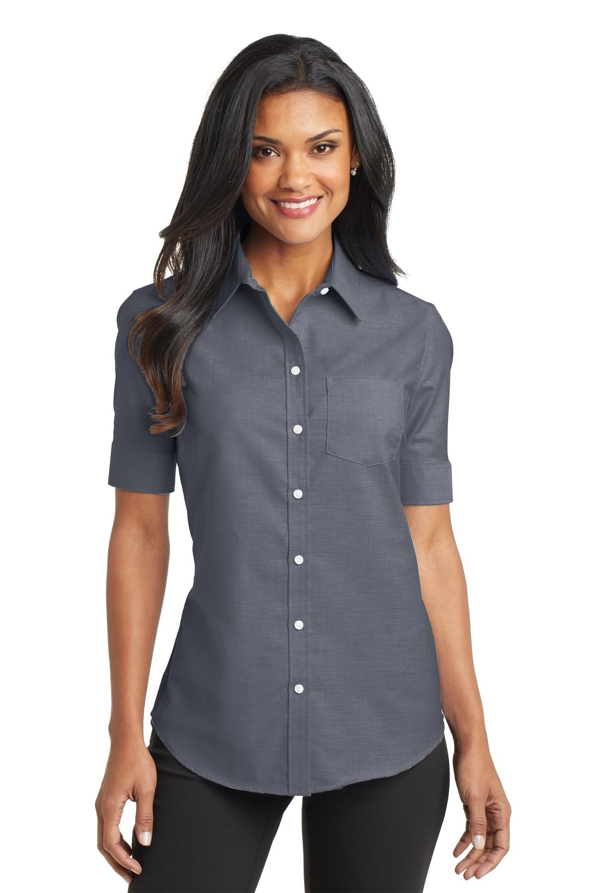 Port Authority- Port Authority® Women's Short Sleeve SuperPro™ Oxford Shirt. L659-Medtech- 1