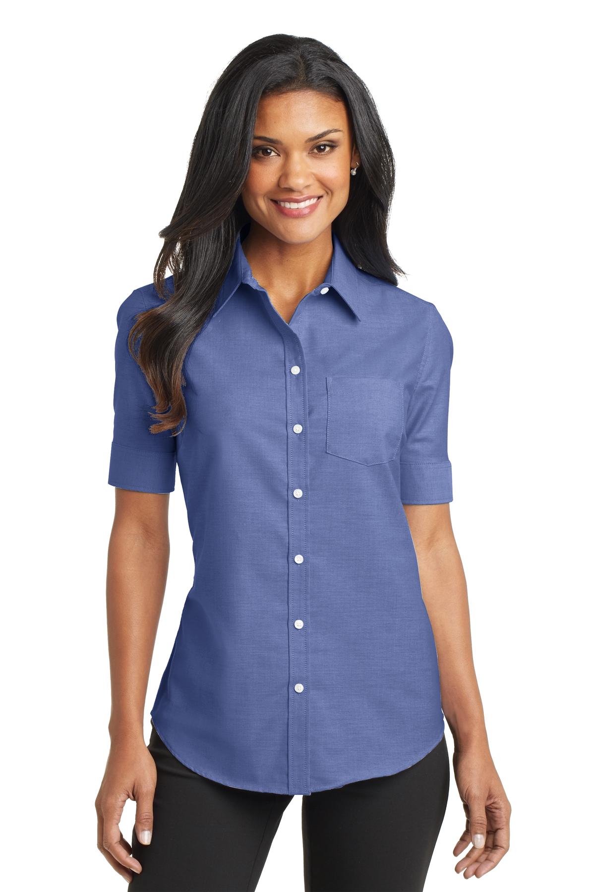 Port Authority- Port Authority® Women's Short Sleeve SuperPro™ Oxford Shirt. L659-Medtech- 2