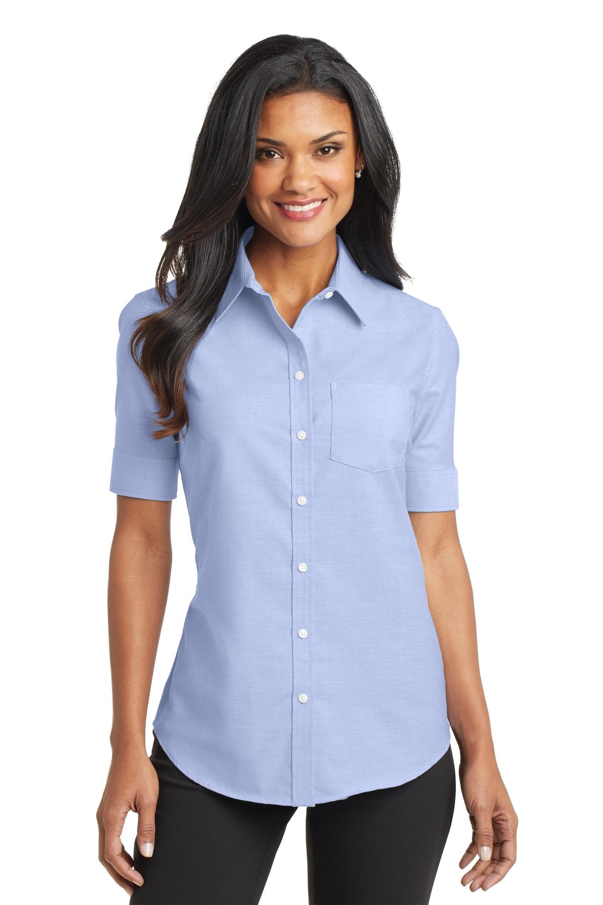 Port Authority- Port Authority® Women's Short Sleeve SuperPro™ Oxford Shirt. L659-Medtech- 3