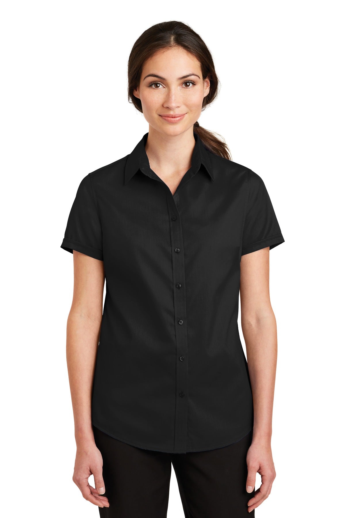 Port Authority- Port Authority® Women's Short Sleeve SuperPro™ Twill Shirt. L664-Medtech- 1