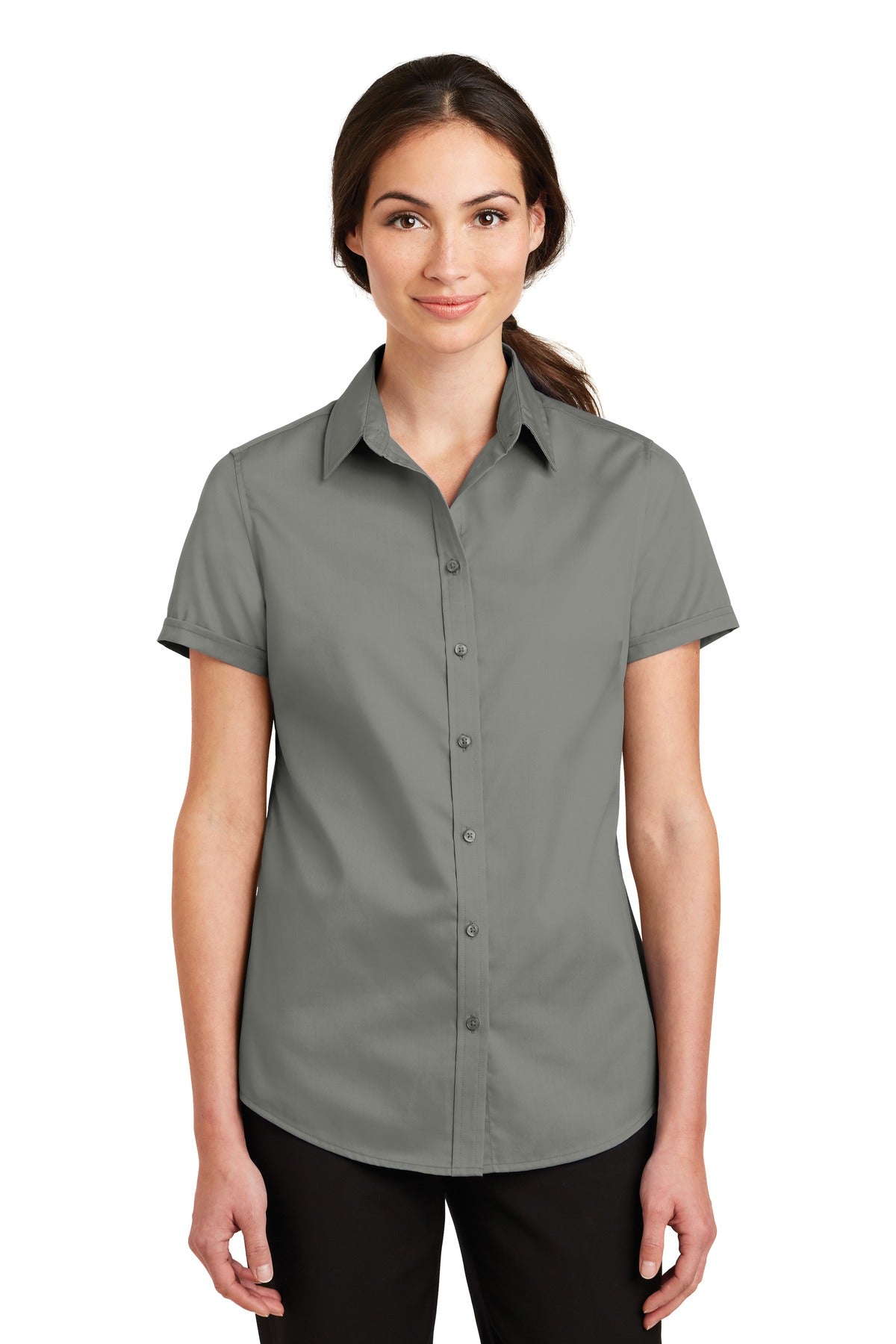 Port Authority- Port Authority® Women's Short Sleeve SuperPro™ Twill Shirt. L664-Medtech- 2