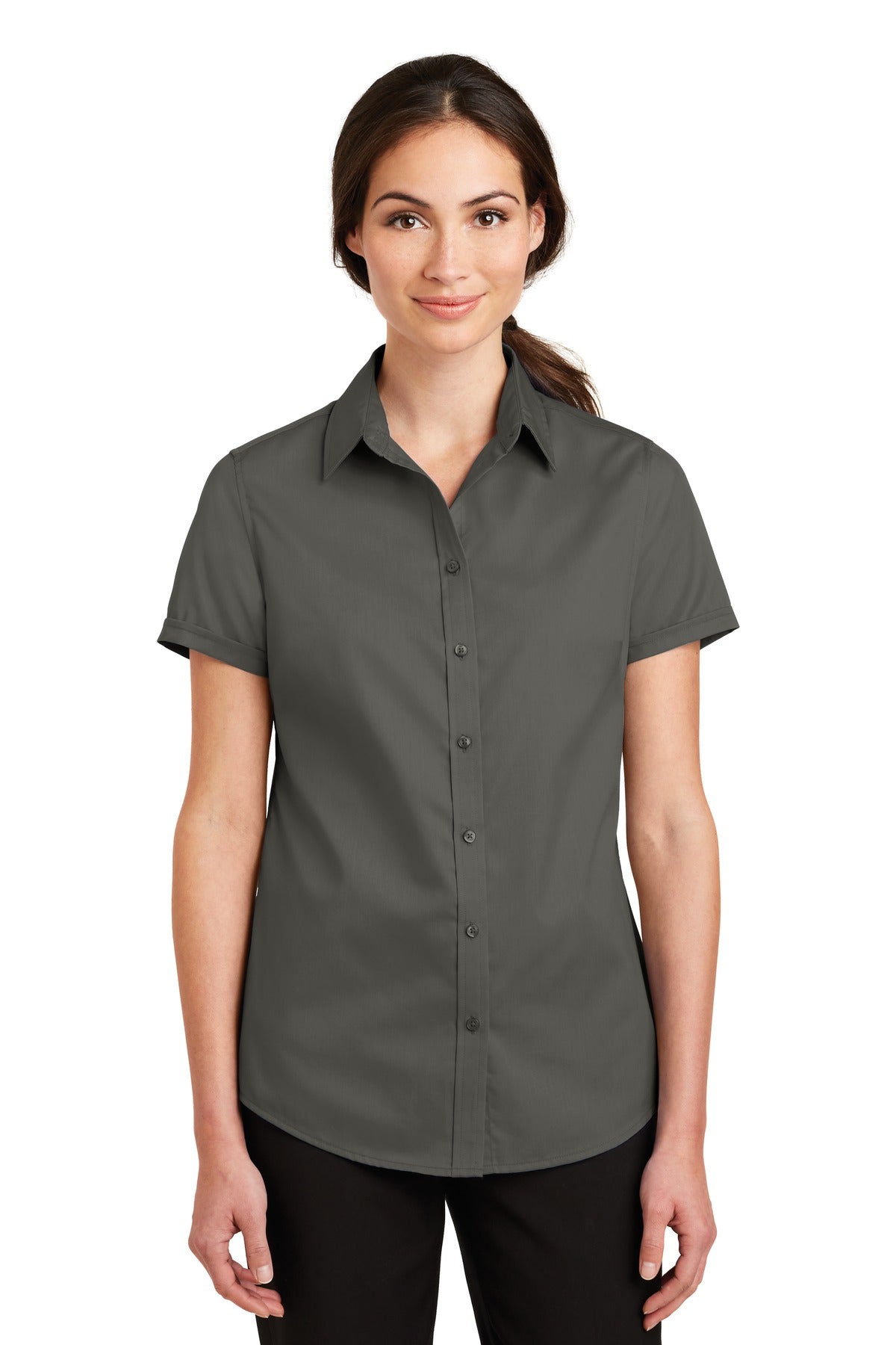 Port Authority- Port Authority® Women's Short Sleeve SuperPro™ Twill Shirt. L664-Medtech- 3