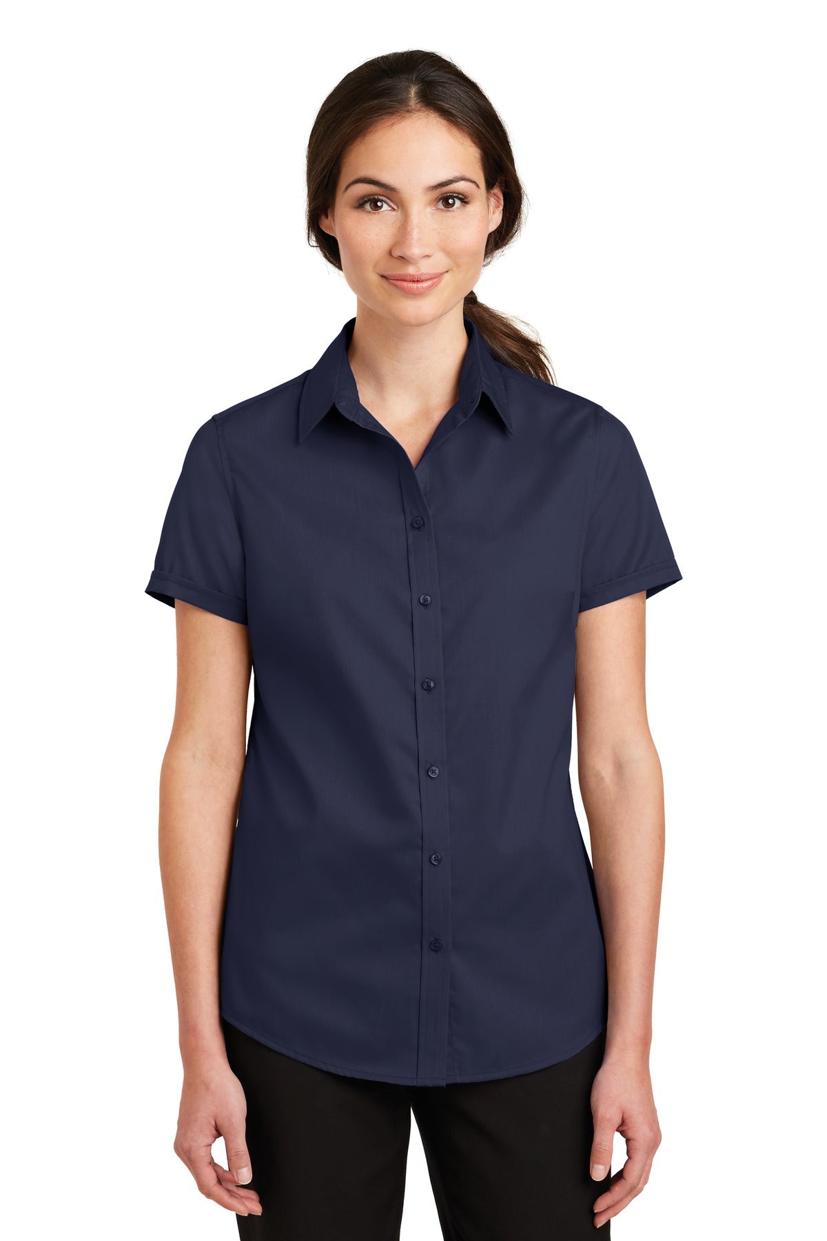 Port Authority- Port Authority® Women's Short Sleeve SuperPro™ Twill Shirt. L664-Medtech- 5