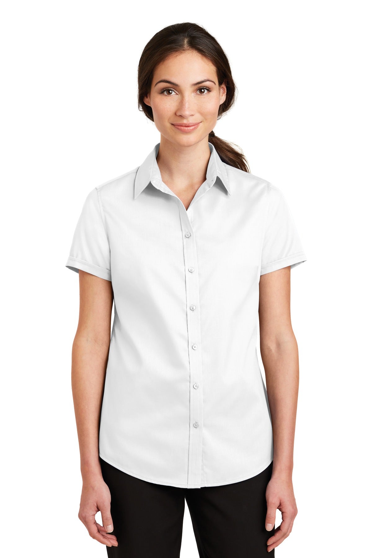 Port Authority- Port Authority® Women's Short Sleeve SuperPro™ Twill Shirt. L664-Medtech- 7