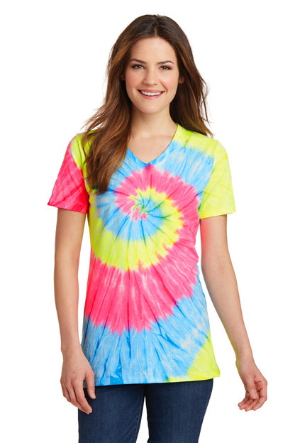 Port & Company- Port & Company® Women's Tie-Dye V-Neck Tee. LPC147V-Medtech- 1