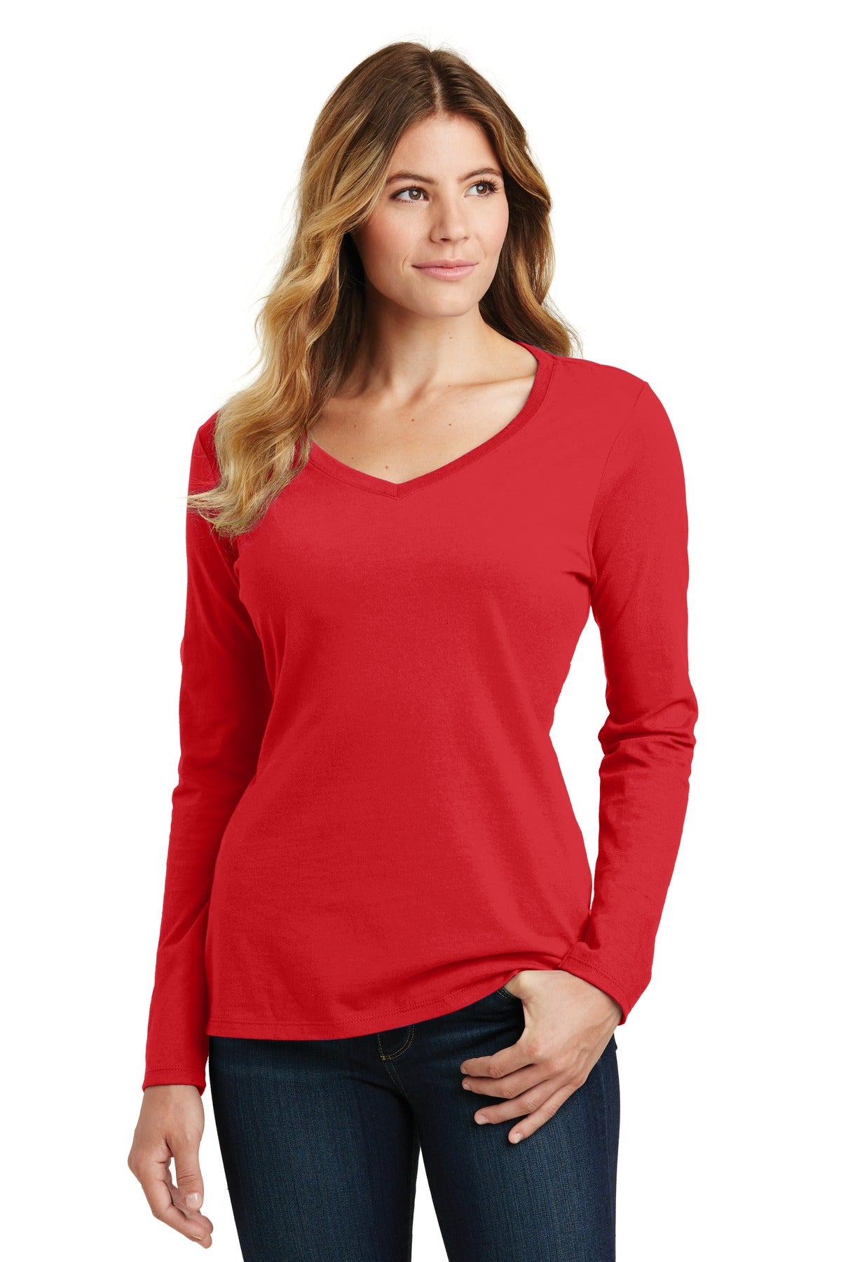 Port & Company- Port & Company® Women's Long Sleeve Fan Favorite V-Neck Tee. LPC450VLS-Medtech- 2