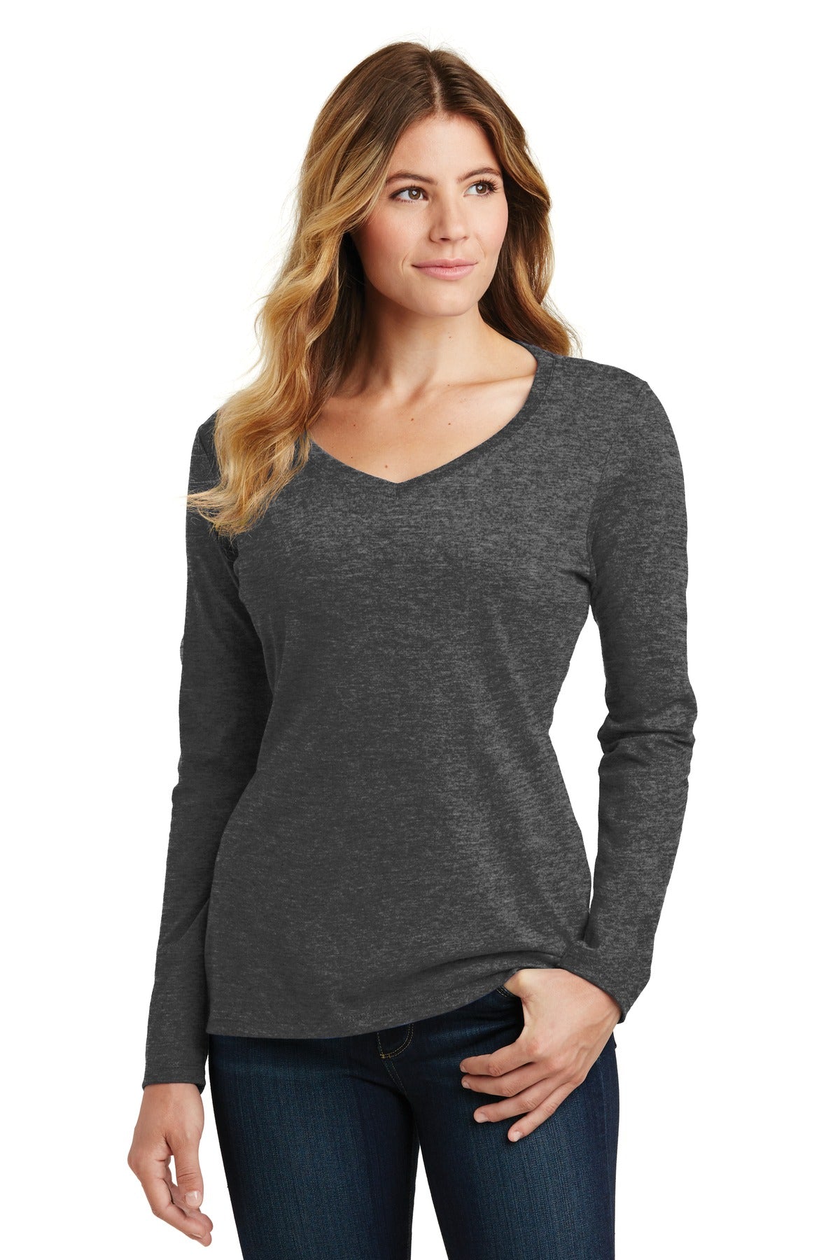 Port & Company- Port & Company® Women's Long Sleeve Fan Favorite V-Neck Tee. LPC450VLS-Medtech- 3