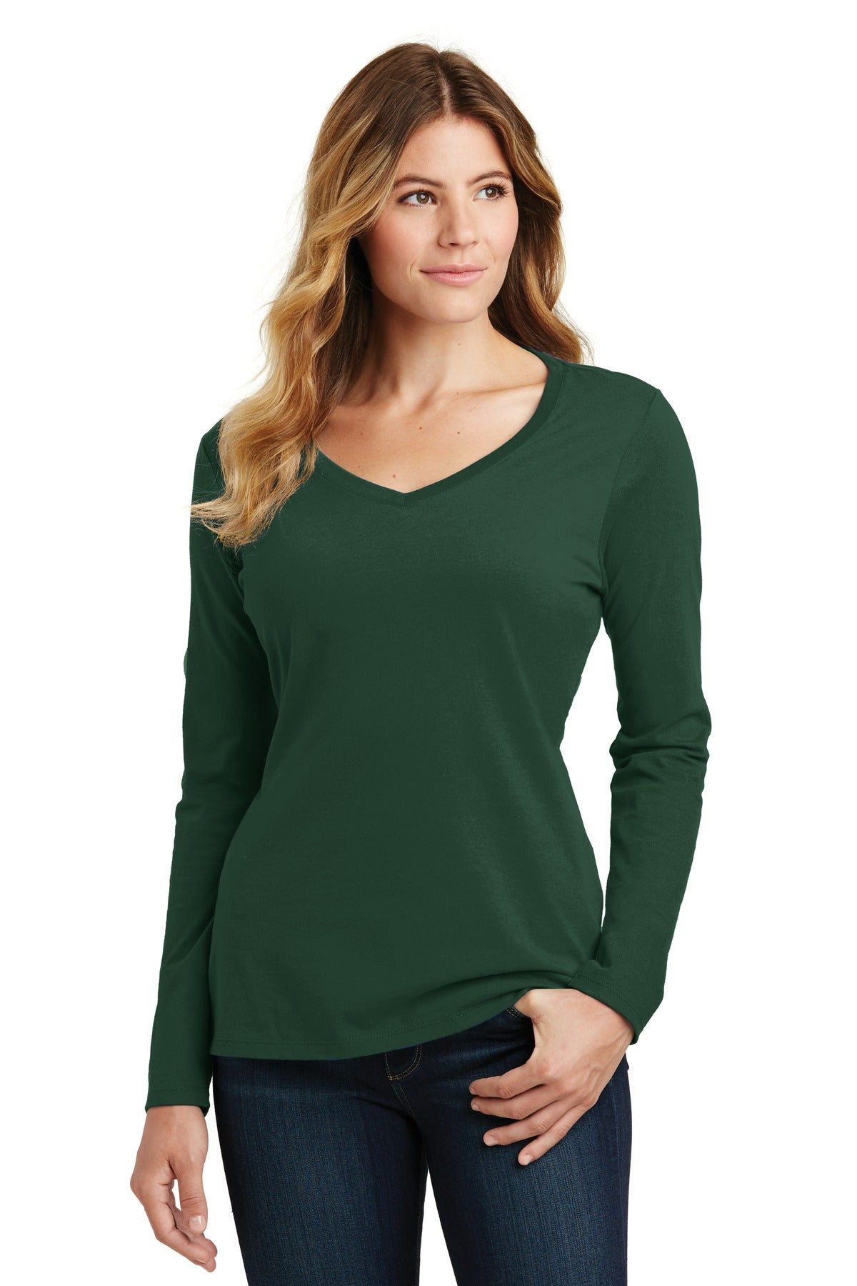 Port & Company- Port & Company® Women's Long Sleeve Fan Favorite V-Neck Tee. LPC450VLS-Medtech- 4