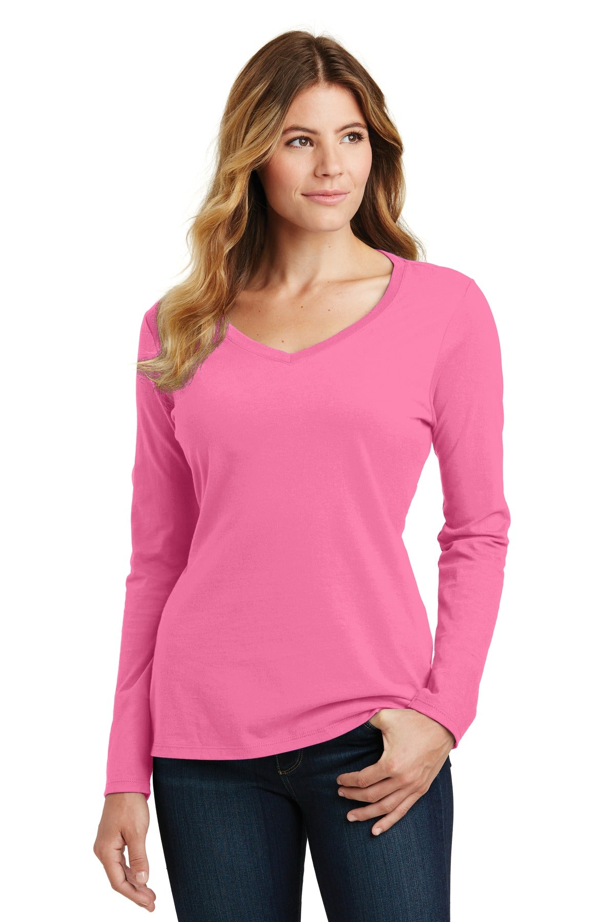 Port & Company- Port & Company® Women's Long Sleeve Fan Favorite V-Neck Tee. LPC450VLS-Medtech- 6