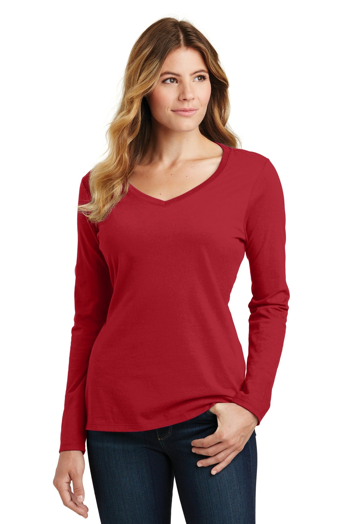 Port & Company- Port & Company® Women's Long Sleeve Fan Favorite V-Neck Tee. LPC450VLS-Medtech- 7