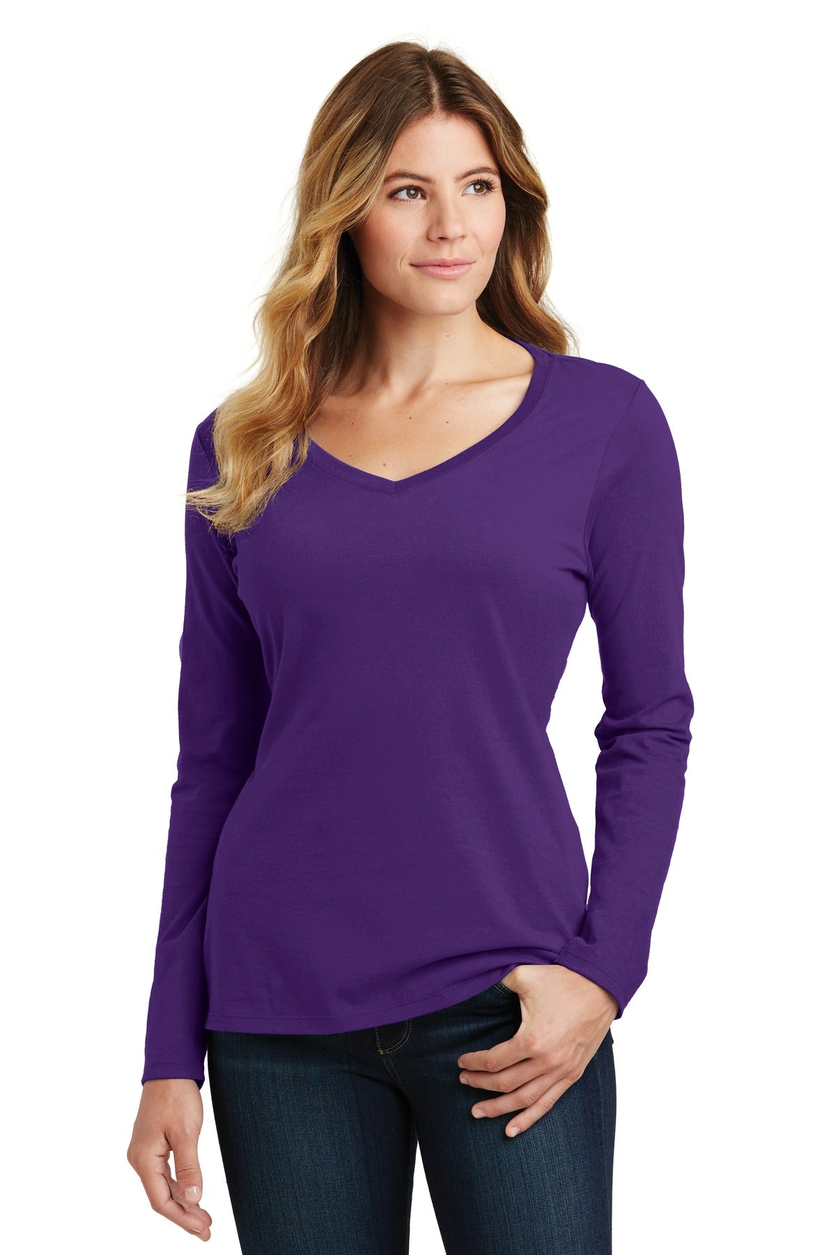 Port & Company- Port & Company® Women's Long Sleeve Fan Favorite V-Neck Tee. LPC450VLS-Medtech- 9