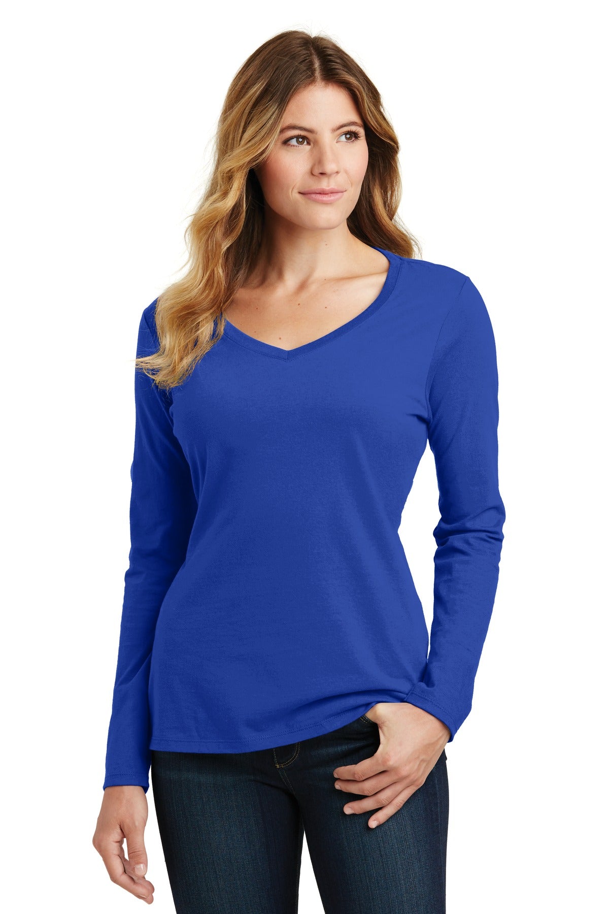 Port & Company- Port & Company® Women's Long Sleeve Fan Favorite V-Neck Tee. LPC450VLS-Medtech- 10